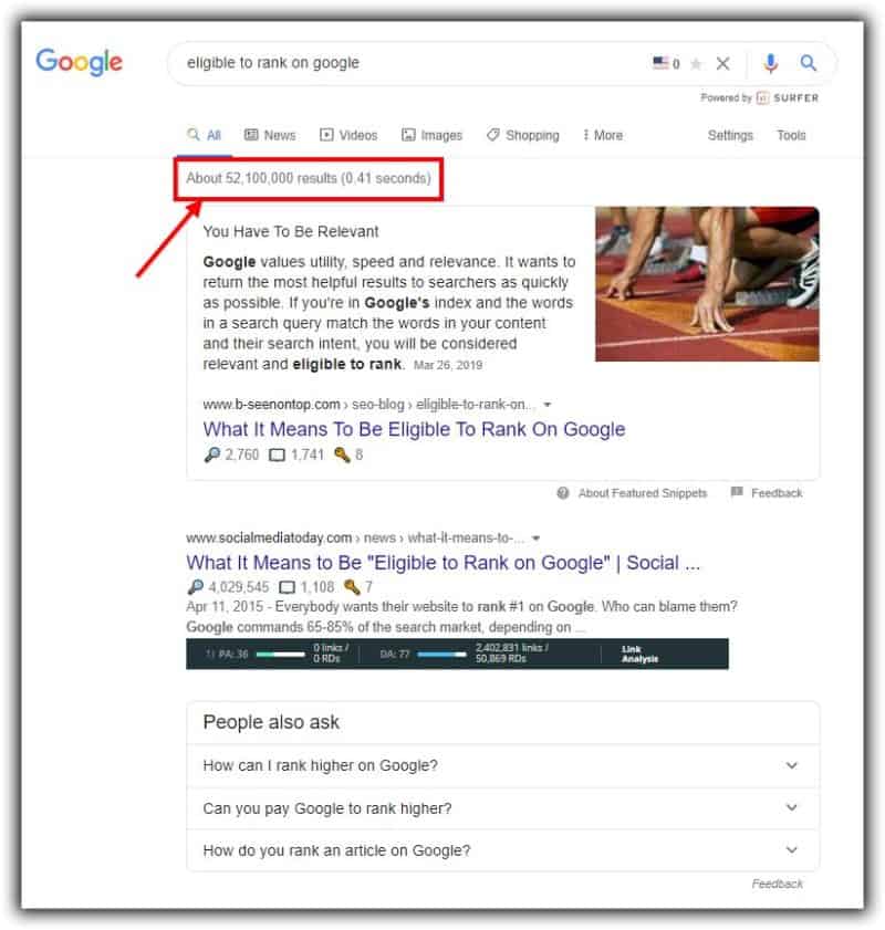 Eligible To Rank on Google | Search Results For That Phrase | B-SeenOnTop