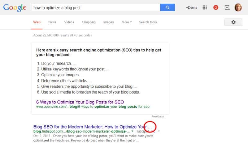 snapshot of search results showing ellipsis 