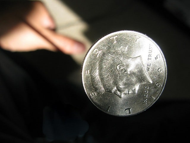 a quarter being flipped 