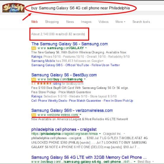 search results for "buy Samsung Galaxy S6 4G cell phone near Philadelphia" 