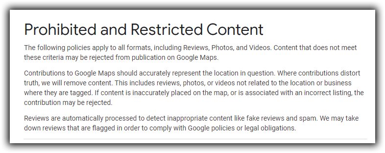 Google Review Guidelines | Snapshot of the Guidelines | B-SeenOnTop